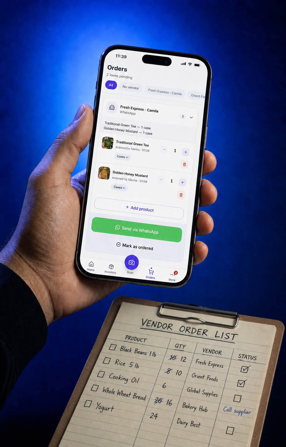 Sending a purchase order to a supplier over WhatsApp